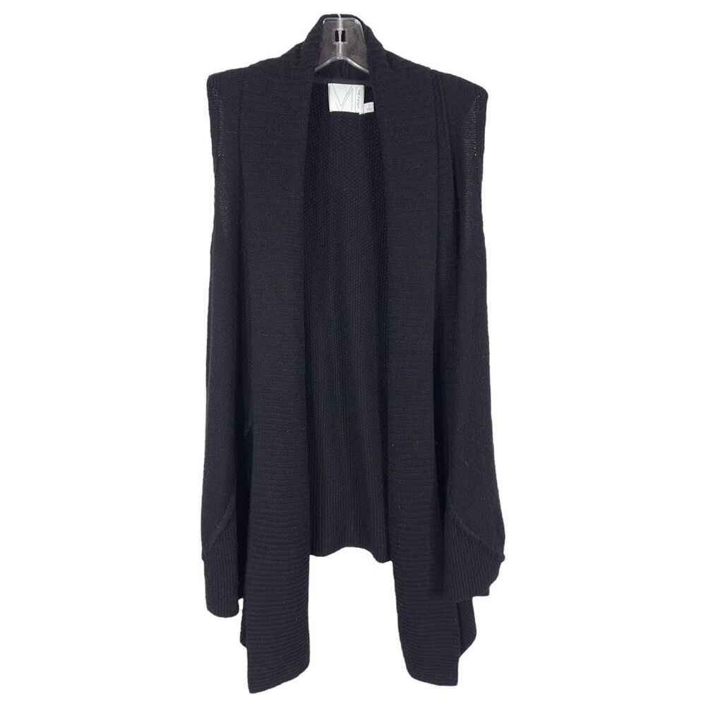 Michael Stars 1 Size XS Shrug Cardigan Sweater Black Cashmere Wool‎ Open 1047